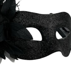 Maska Wenecka Karnawałowa z Brokatem i Piórami