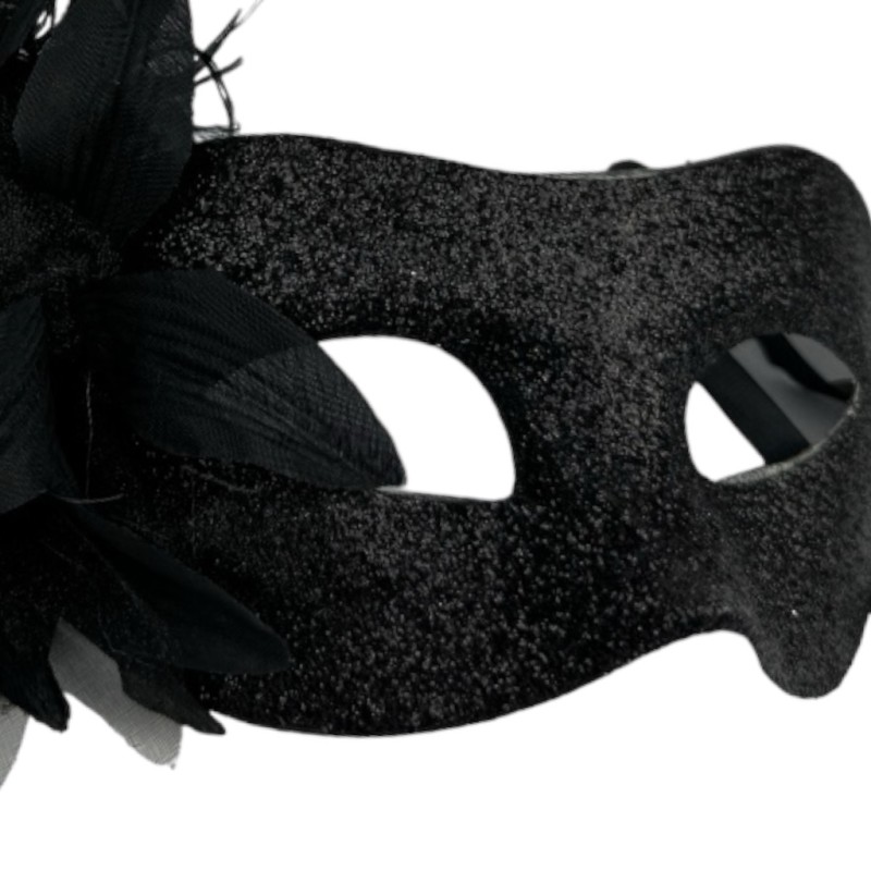 Maska Wenecka Karnawałowa z Brokatem i Piórami