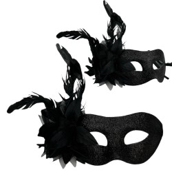 Maska Wenecka Karnawałowa z Brokatem i Piórami