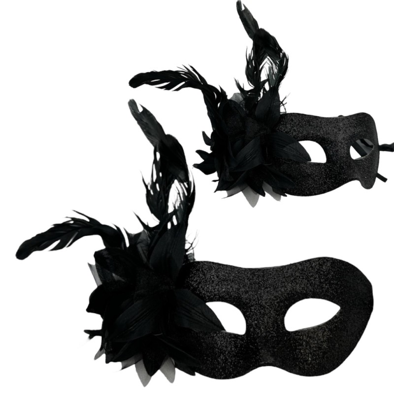 Maska Wenecka Karnawałowa z Brokatem i Piórami