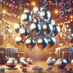 Balony Srebrne lateksowe metaliczne chrom 12 cali 30cm