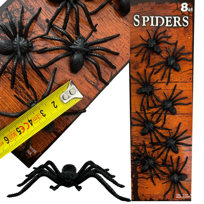 Dekoracja Halloween Pająki 8 sztuk