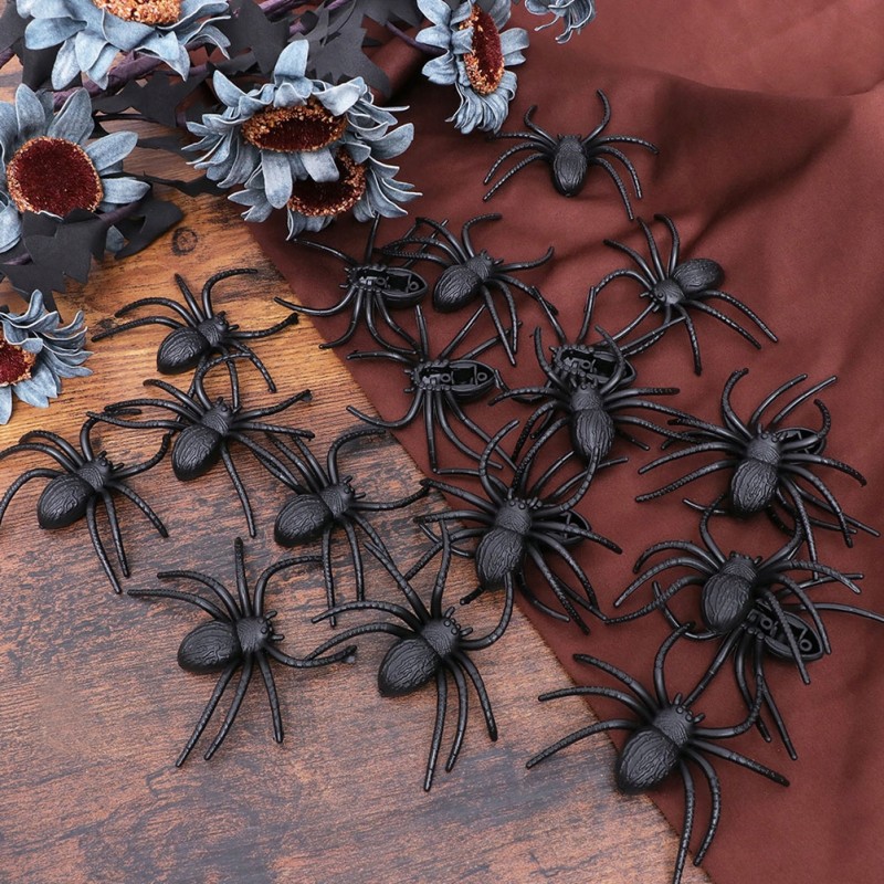 Dekoracja Halloween Pająki 8 sztuk
