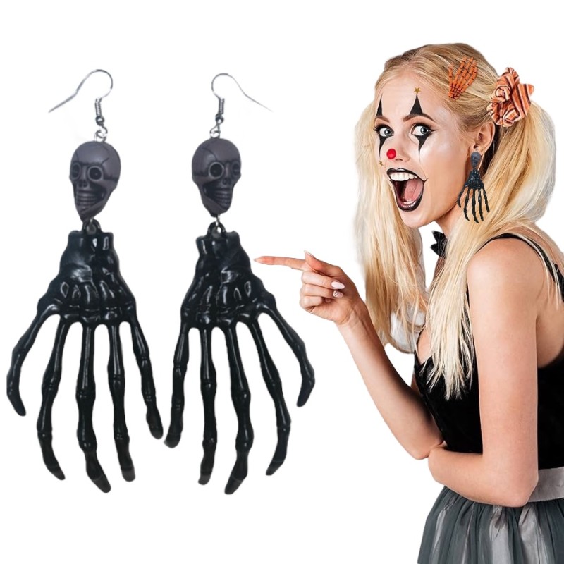 Kolczyki rączka kościotrupa Halloween