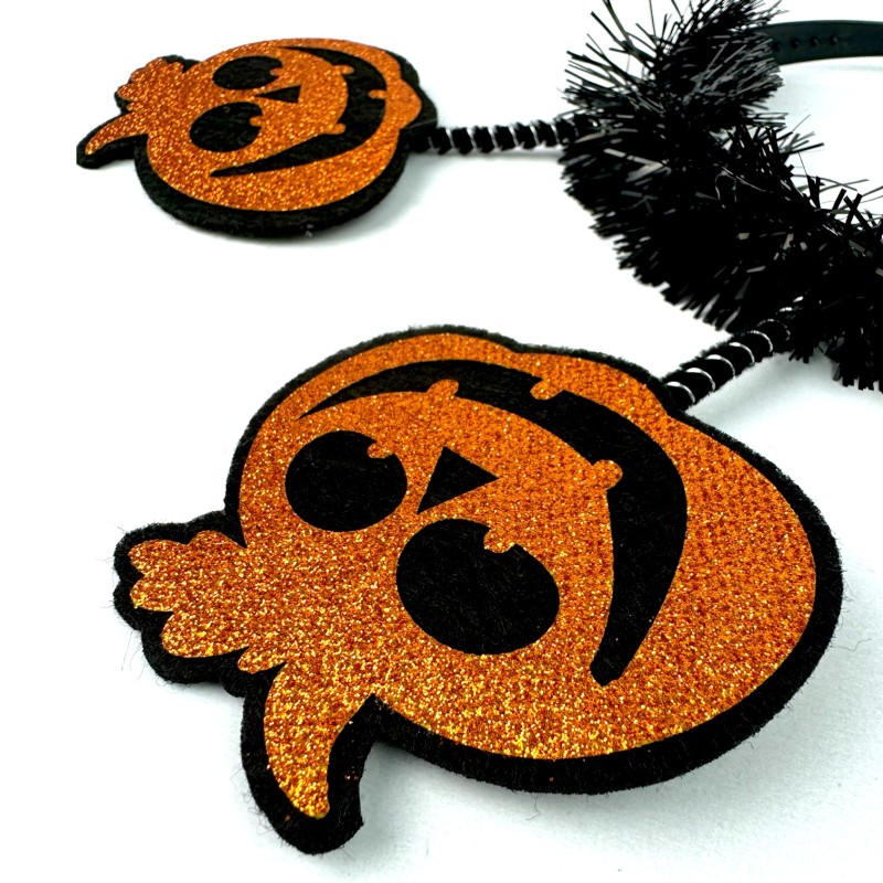 Halloween opaska z dwoma pomarańczowymi dyniami