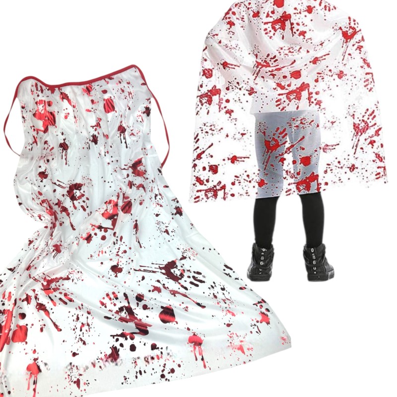 Krwawa Dłoń Biała Peleryna Rzeźnika Halloween Krew