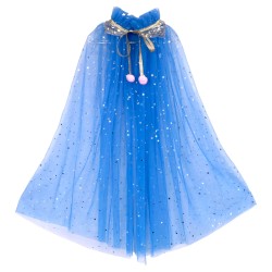 Peleryna Tiulowa Niebieska z Koroną i Różdżką