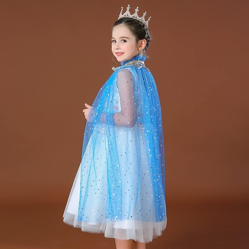 Peleryna Tiulowa Niebieska z Koroną i Różdżką