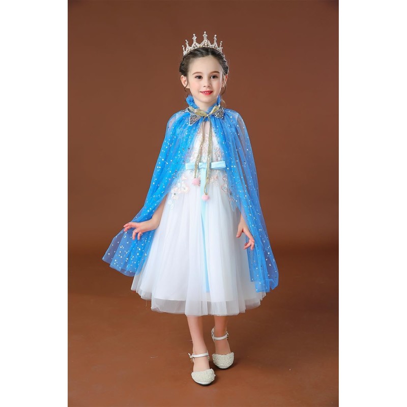 Peleryna Tiulowa Niebieska z Koroną i Różdżką