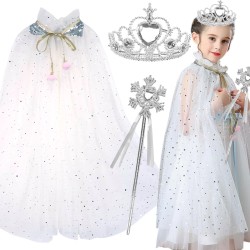 Peleryna Królowej Śniegu Tiulowa Biała z Akcesoriami