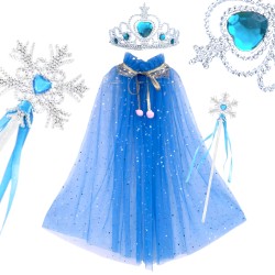 Peleryna Tiulowa Niebieska z Koroną i Różdżką