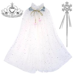 Peleryna Królowej Śniegu Tiulowa Biała z Akcesoriami