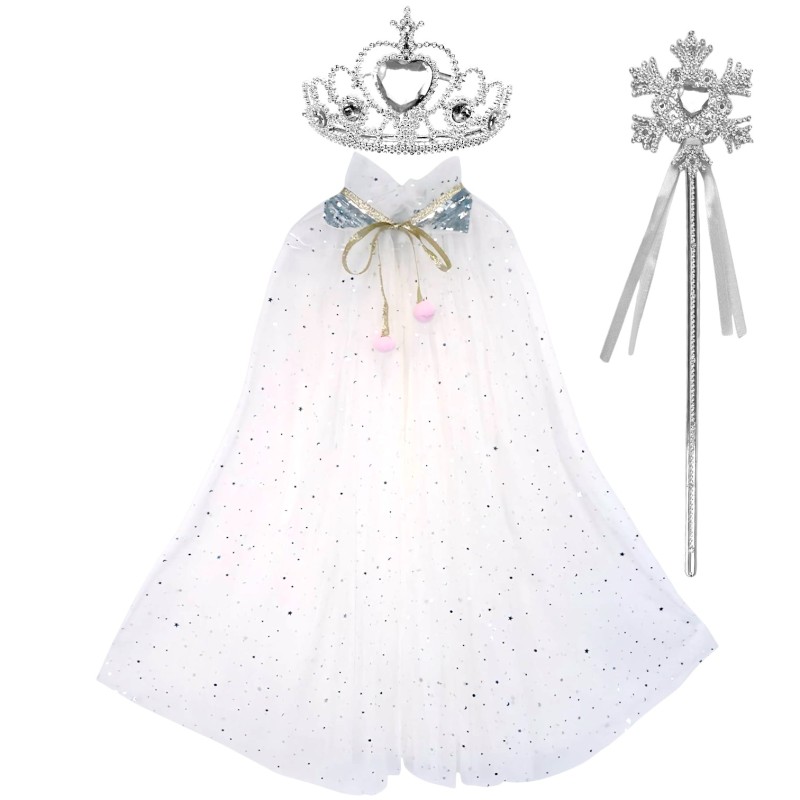 Peleryna Królowej Śniegu Tiulowa Biała z Akcesoriami