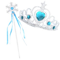 Peleryna Tiulowa Niebieska z Koroną i Różdżką