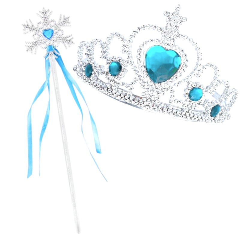 Peleryna Tiulowa Niebieska z Koroną i Różdżką