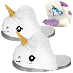 Kapcie ze skarpetkami Kigurumi Jednorozec