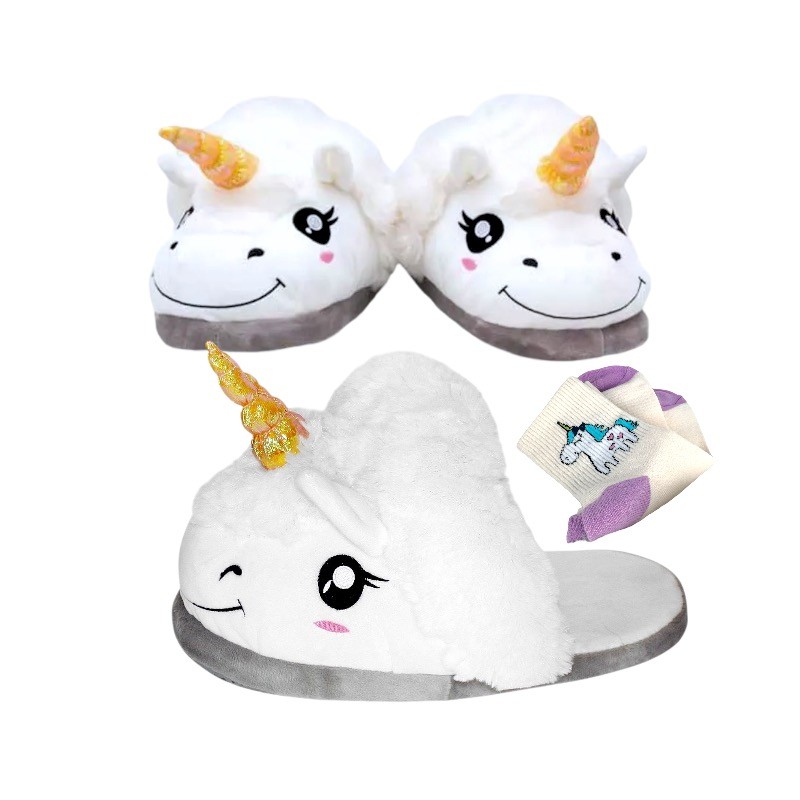 Kapcie ze skarpetkami Kigurumi Jednorozec