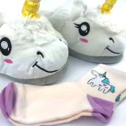 Kapcie ze skarpetkami Kigurumi Jednorozec