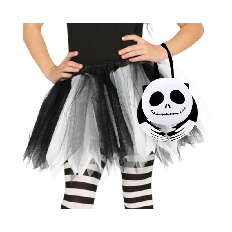 Halloween Zestaw spódniczka Tutu opaska Kryształki Kościotrup 