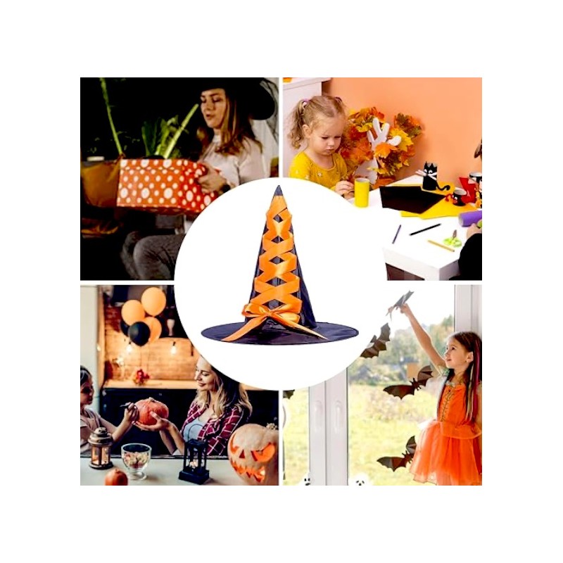 Kapelusz Czapka wiedźma Czarno  Pomarańczowy