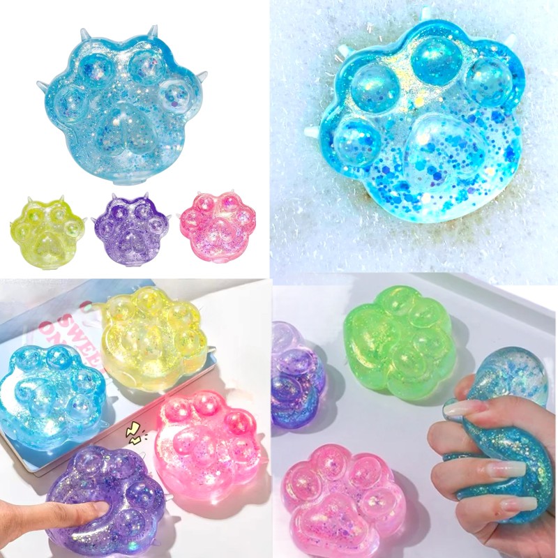 Gniotek Sensoryczny GEL KOTEK Kocia Łapka brokatowy