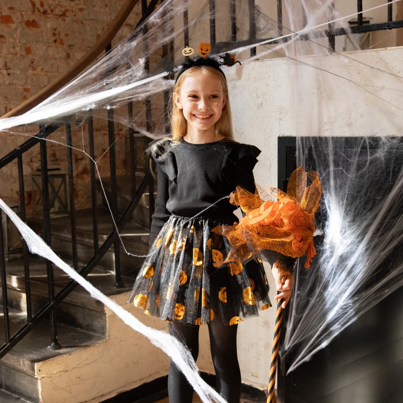 Spódniczka tiulowa czarna Pomarańczowe Dynie Halloween 30cm