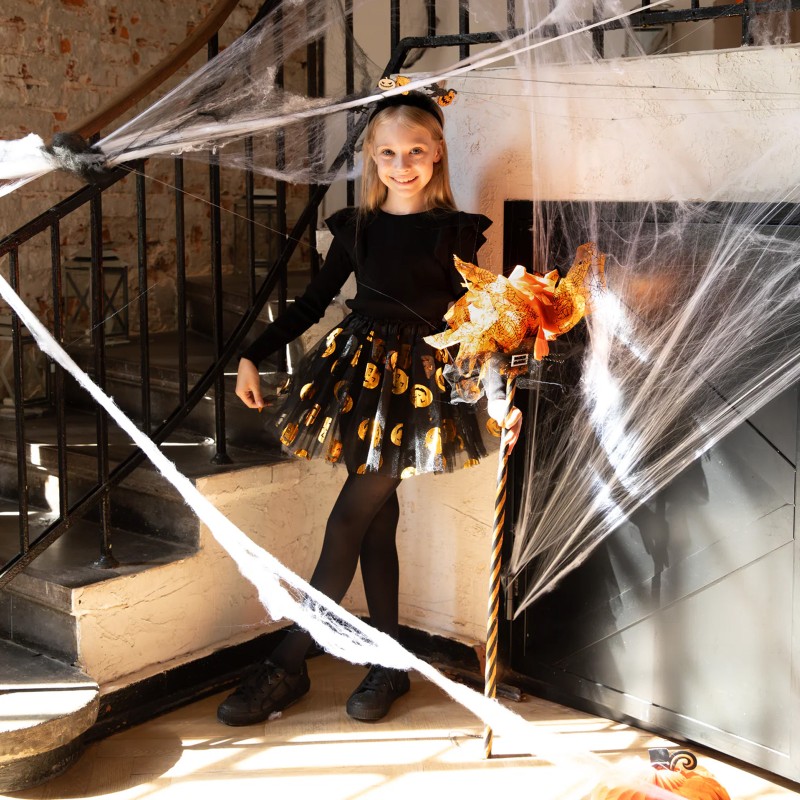 Spódniczka tiulowa czarna Pomarańczowe Dynie Halloween 30cm