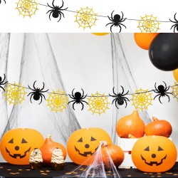 Girlanda Halloween Pająki i pajęczyny złoto-czarna 220cm
