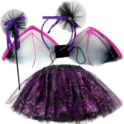 Strój Nietoperza na Halloween Fioletowe Tutu Pajęczyna