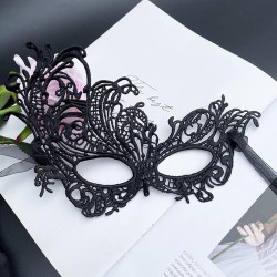 Czarna Maska Koronkowa Mroczna Elegancja Halloween
