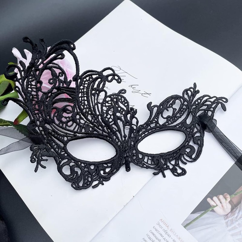Czarna Maska Koronkowa Mroczna Elegancja Halloween