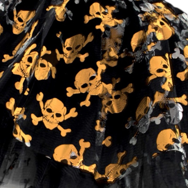 Spódniczka tutu Halloween Kościotrup złote czaszki i kości