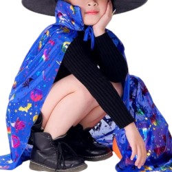 Dziecięca peleryna czarodziejki - niebieska Halloween 80cm