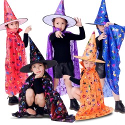Dziecięca peleryna czarodziejki - niebieska Halloween 80cm