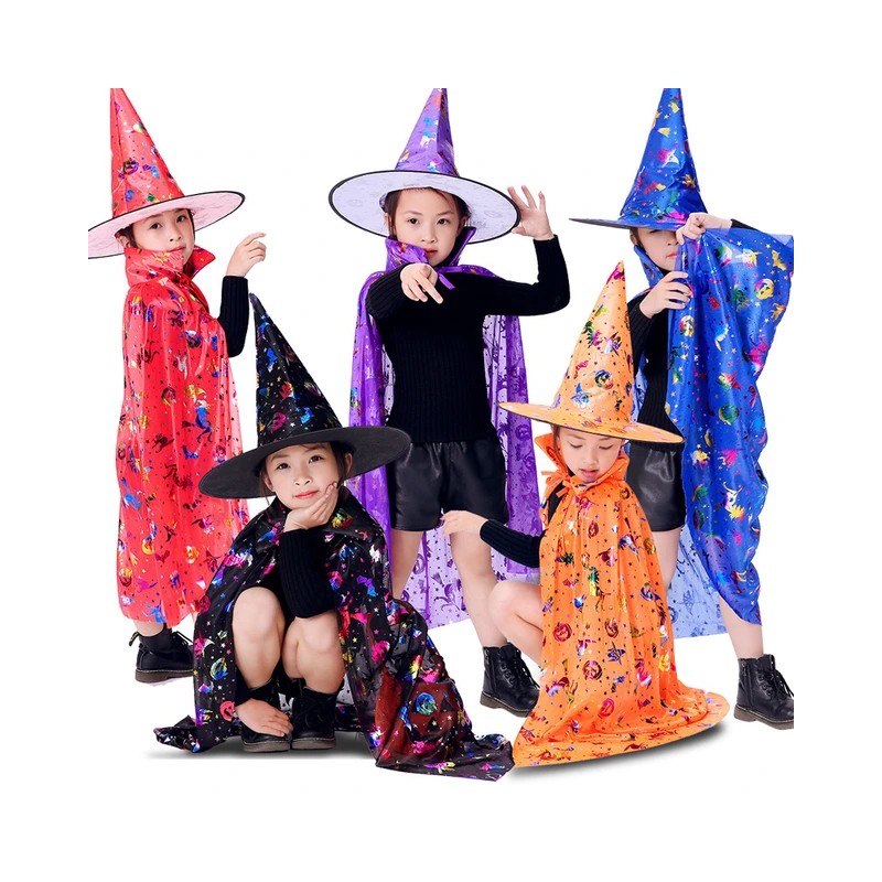 Dziecięca peleryna czarodziejki - niebieska Halloween 80cm