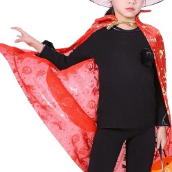 Peleryna Czarodzieja Czarownicy Czerwona Złote napisy