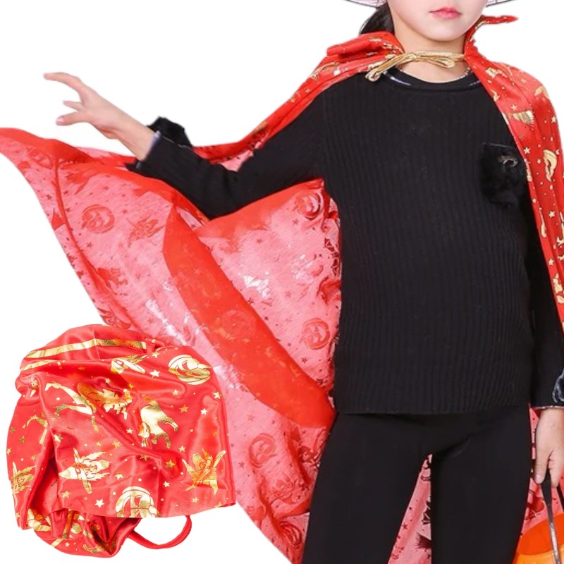 Peleryna Czarodzieja Czarownicy Czerwona Złote napisy