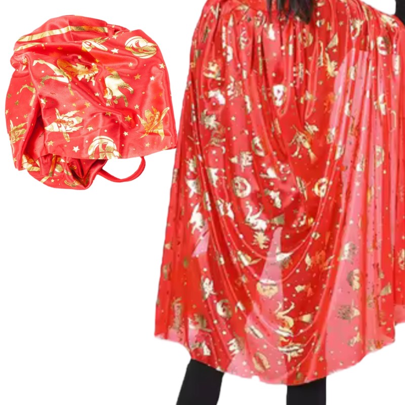 Peleryna Czarodzieja Czarownicy Czerwona Złote napisy