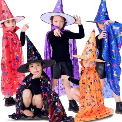 Dziecięca peleryna czarodziejki - niebieska Halloween 80cm