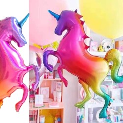 Gigantyczny Balon foliowy tęczowy jednorożec 135cm Unicorn