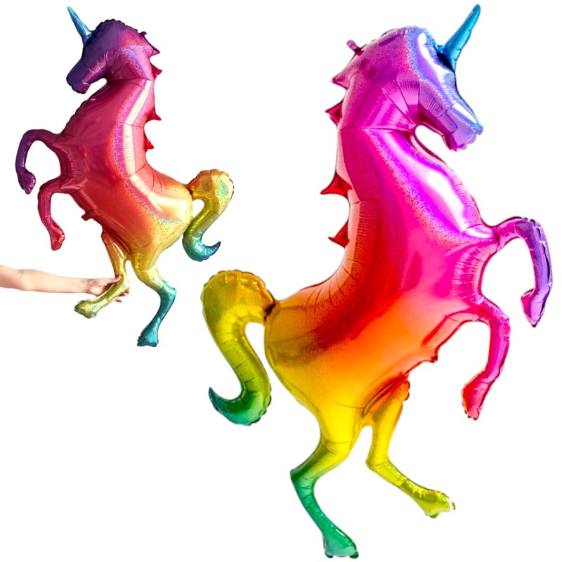 Gigantyczny Balon foliowy tęczowy jednorożec 135cm Unicorn
