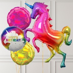 Gigantyczny Balon foliowy tęczowy jednorożec 135cm Unicorn
