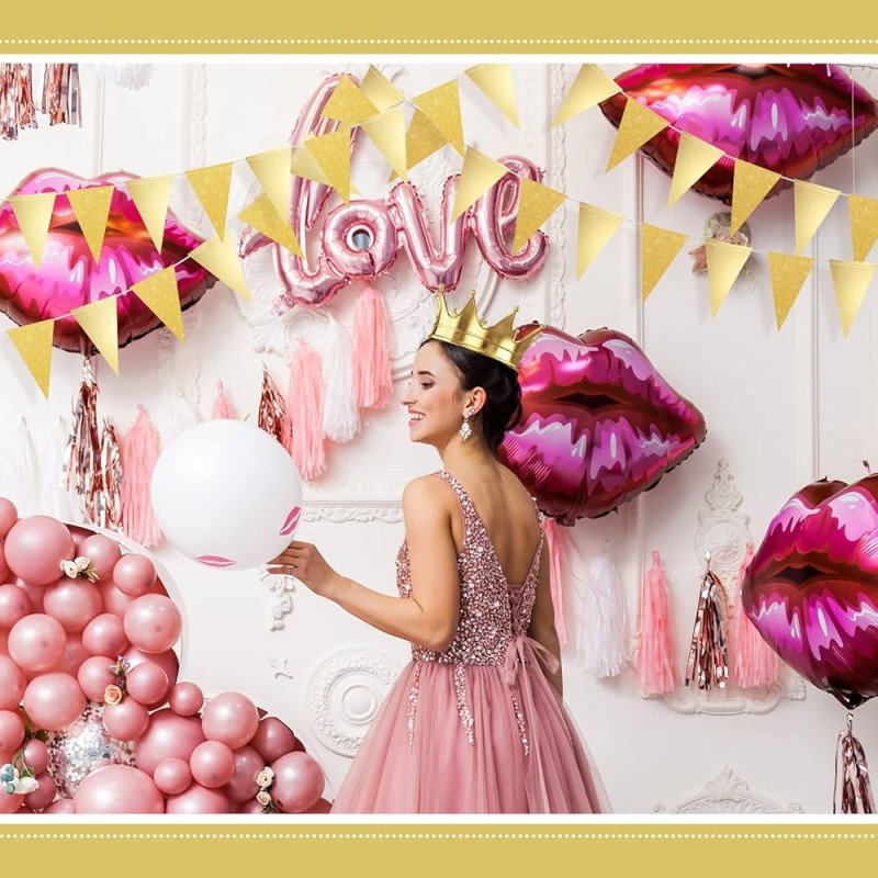 Flagi banner urodzinowy imprezowy złoty Złote flagietki