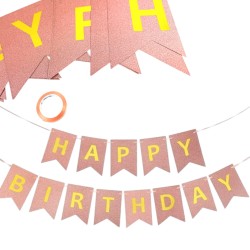 Rose gold Girlanda urodziny napis happy birthday złote litery