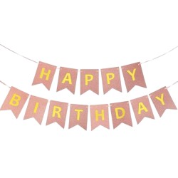 Rose gold Girlanda urodziny napis happy birthday złote litery