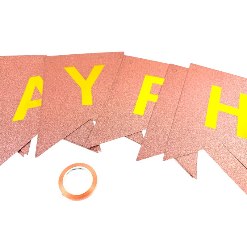 Rose gold Girlanda urodziny napis happy birthday złote litery