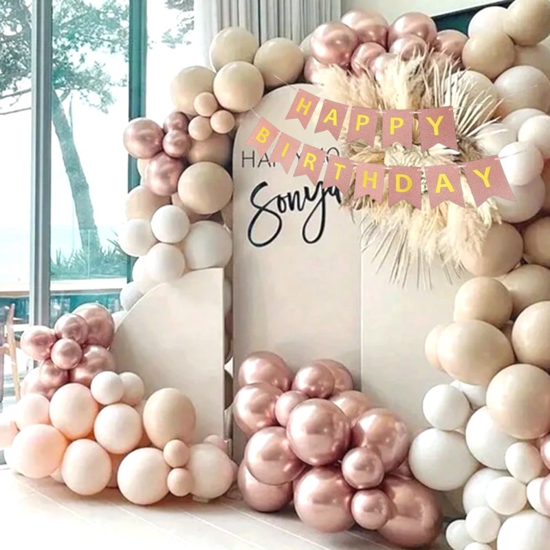 Rose gold Girlanda urodziny napis happy birthday złote litery