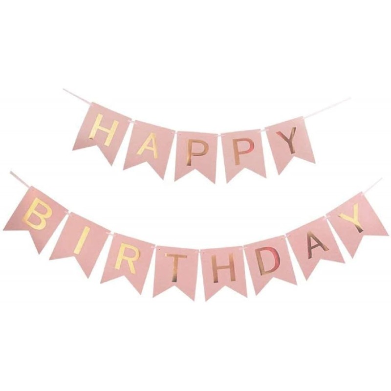 Girlanda Happy Birthday różowo-złoty baner urodzinowy