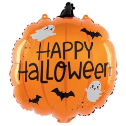 Balon foliowy Dynia Halloween 47×57 cm Nietoperze