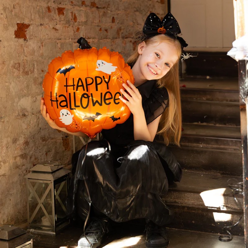 Balon foliowy Dynia Halloween 47×57 cm Nietoperze